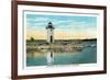 Manchester, Maine - View of Lake Cobbosseecontee and the Lighthouse-Lantern Press-Framed Premium Giclee Print