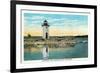 Manchester, Maine - View of Lake Cobbosseecontee and the Lighthouse-Lantern Press-Framed Premium Giclee Print