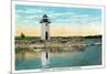 Manchester, Maine - View of Lake Cobbosseecontee and the Lighthouse-Lantern Press-Mounted Premium Giclee Print