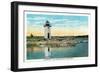 Manchester, Maine - View of Lake Cobbosseecontee and the Lighthouse-Lantern Press-Framed Art Print