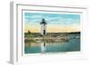 Manchester, Maine - View of Lake Cobbosseecontee and the Lighthouse-Lantern Press-Framed Art Print