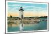 Manchester, Maine - View of Lake Cobbosseecontee and the Lighthouse-Lantern Press-Mounted Art Print