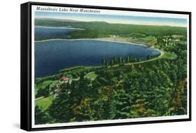 Manchester, New Hampshire - Aerial View of Massabesic Lake near City-Lantern Press-Framed Stretched Canvas