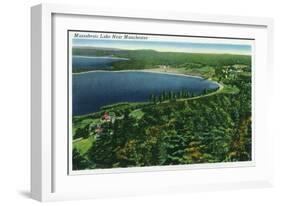 Manchester, New Hampshire - Aerial View of Massabesic Lake near City-Lantern Press-Framed Art Print