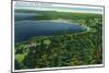 Manchester, New Hampshire - Aerial View of Massabesic Lake near City-Lantern Press-Mounted Art Print