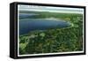 Manchester, New Hampshire - Aerial View of Massabesic Lake near City-Lantern Press-Framed Stretched Canvas