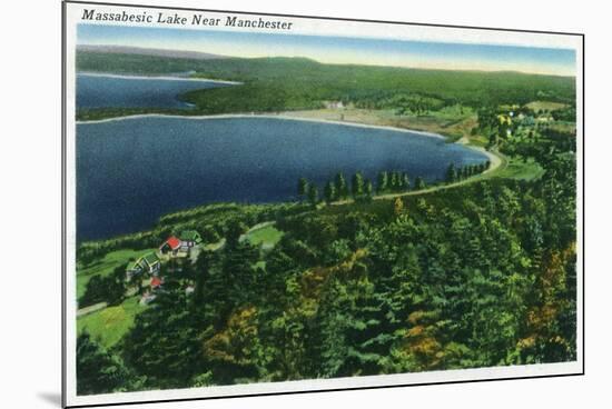 Manchester, New Hampshire - Aerial View of Massabesic Lake near City-Lantern Press-Mounted Premium Giclee Print