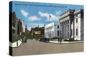 Manchester, New Hampshire - Hanover Street View of the Post Office-Lantern Press-Stretched Canvas