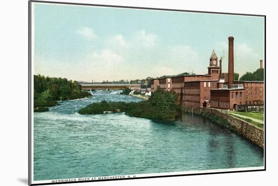 Manchester, New Hampshire, Merrimack River View of Factories-Lantern Press-Mounted Art Print