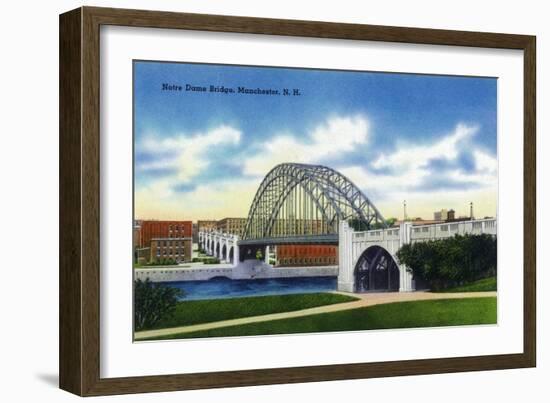 Manchester, New Hampshire - View of the Notre Dame Bridge-Lantern Press-Framed Art Print