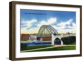 Manchester, New Hampshire - View of the Notre Dame Bridge-Lantern Press-Framed Art Print