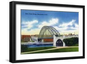 Manchester, New Hampshire - View of the Notre Dame Bridge-Lantern Press-Framed Art Print