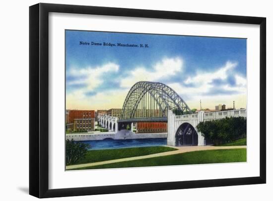 Manchester, New Hampshire - View of the Notre Dame Bridge-Lantern Press-Framed Art Print