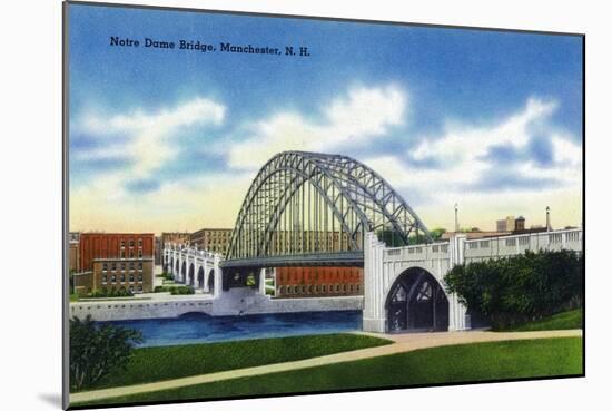 Manchester, New Hampshire - View of the Notre Dame Bridge-Lantern Press-Mounted Art Print