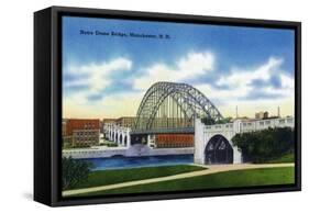 Manchester, New Hampshire - View of the Notre Dame Bridge-Lantern Press-Framed Stretched Canvas