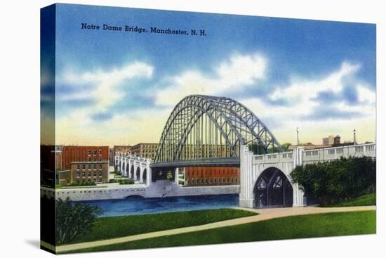 Manchester, New Hampshire - View of the Notre Dame Bridge-Lantern Press-Stretched Canvas