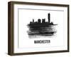 Manchester Skyline Brush Stroke - Black II-NaxArt-Framed Art Print