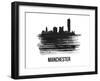 Manchester Skyline Brush Stroke - Black II-NaxArt-Framed Art Print