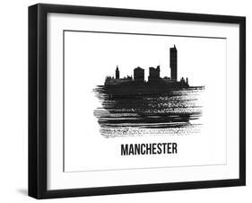 Manchester Skyline Brush Stroke - Black II-NaxArt-Framed Art Print