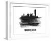 Manchester Skyline Brush Stroke - Black II-NaxArt-Framed Art Print