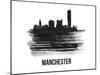 Manchester Skyline Brush Stroke - Black II-NaxArt-Mounted Art Print