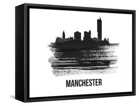 Manchester Skyline Brush Stroke - Black II-NaxArt-Framed Stretched Canvas