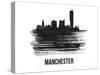 Manchester Skyline Brush Stroke - Black II-NaxArt-Stretched Canvas