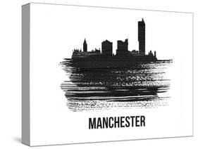 Manchester Skyline Brush Stroke - Black II-NaxArt-Stretched Canvas