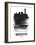 Manchester Skyline Brush Stroke - Black-NaxArt-Framed Art Print