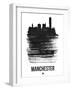 Manchester Skyline Brush Stroke - Black-NaxArt-Framed Art Print