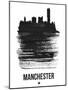 Manchester Skyline Brush Stroke - Black-NaxArt-Mounted Art Print