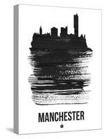 Manchester Skyline Brush Stroke - Black-NaxArt-Stretched Canvas