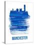 Manchester Skyline Brush Stroke - Blue-NaxArt-Stretched Canvas