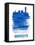 Manchester Skyline Brush Stroke - Blue-NaxArt-Framed Stretched Canvas