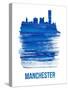 Manchester Skyline Brush Stroke - Blue-NaxArt-Stretched Canvas