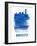 Manchester Skyline Brush Stroke - Blue-NaxArt-Framed Art Print