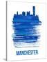 Manchester Skyline Brush Stroke - Blue-NaxArt-Stretched Canvas