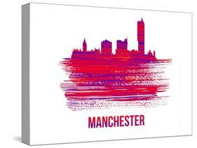 Manchester Skyline Brush Stroke - Red-NaxArt-Stretched Canvas