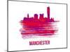 Manchester Skyline Brush Stroke - Red-NaxArt-Mounted Art Print