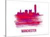 Manchester Skyline Brush Stroke - Red-NaxArt-Stretched Canvas