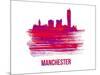 Manchester Skyline Brush Stroke - Red-NaxArt-Mounted Art Print