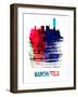 Manchester Skyline Brush Stroke - Watercolor-NaxArt-Framed Art Print