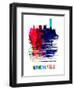 Manchester Skyline Brush Stroke - Watercolor-NaxArt-Framed Art Print