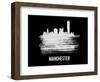 Manchester Skyline Brush Stroke - White-NaxArt-Framed Art Print