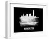 Manchester Skyline Brush Stroke - White-NaxArt-Framed Art Print