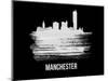 Manchester Skyline Brush Stroke - White-NaxArt-Mounted Art Print