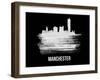 Manchester Skyline Brush Stroke - White-NaxArt-Framed Art Print