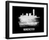 Manchester Skyline Brush Stroke - White-NaxArt-Framed Art Print