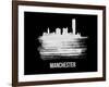 Manchester Skyline Brush Stroke - White-NaxArt-Framed Art Print