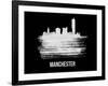 Manchester Skyline Brush Stroke - White-NaxArt-Framed Art Print